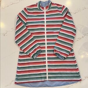 Byrdie Golf Social Wear Reversible Long Striped/Blue Jacket Small